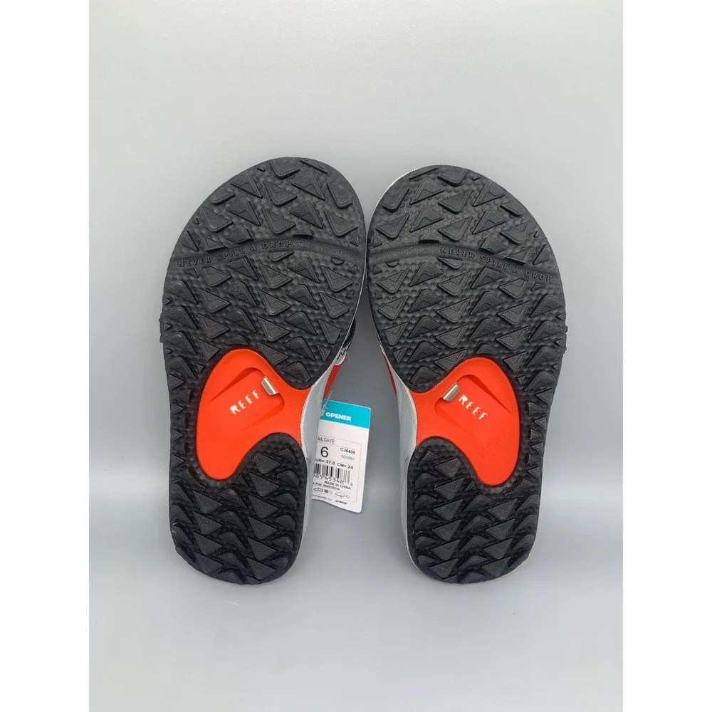 Reef Fanning Tailgate Red Grey Bottle Opener Flip-Flop Sandals CJ6406 Men's Sz 6